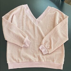 Elegant Pink V-Neck Textured Women's Top